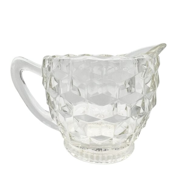 Vintage Pressed Glass Faceted Cream Pitcher 4 x 3 - Picture 2 of 7